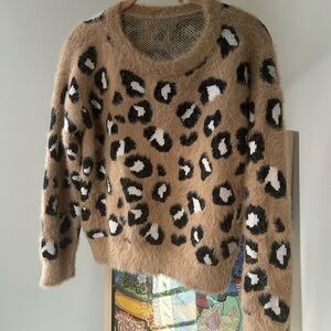 Leopard Print Fuzzy Sweater